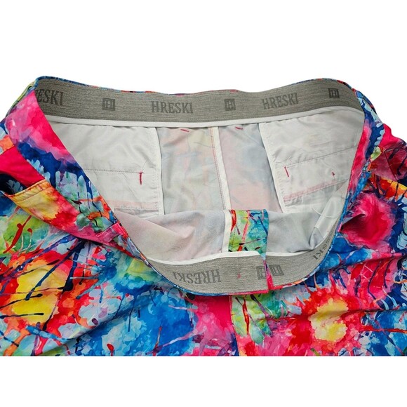 HRESKI Golf Shorts Mens 44 Colorful Splatter Loud Print Tech Performance Flex - Picture 9 of 14